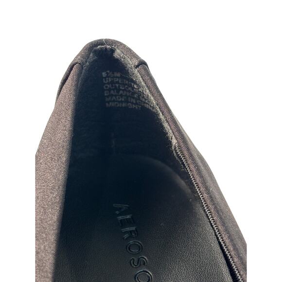 Aerosoles Midnight Heeled Stacked Pump Black Stretch Fabric Memory Foam 5.5 - Picture 5 of 8